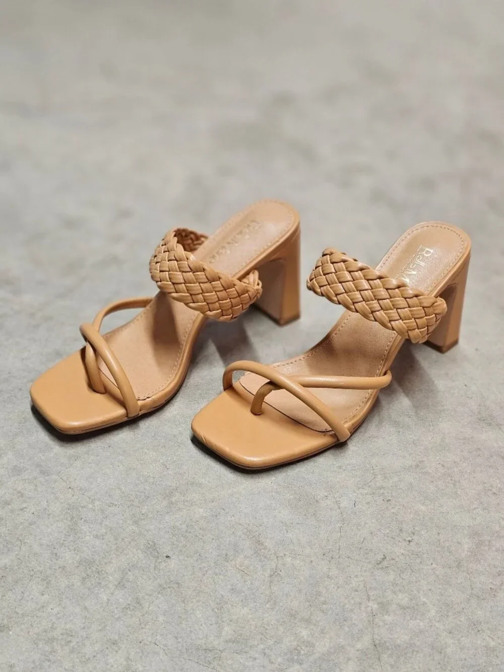 Braided Natural Block Heel Sandals With Strappy Design For Women
